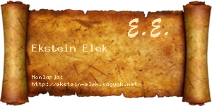 Ekstein Elek névjegykártya